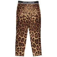 dolce & gabbana girls leopard print silk leggings brown 12y