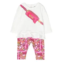 moschino baby girls blouse and leggings set in white pink 12/18 toy foulard