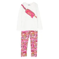 moschino girls t-shirt and leggings set in pink white 8a toy foulard