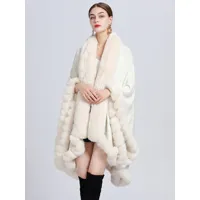 femmes poncho manteau fausse fourrure cape hiver survêtement 2024