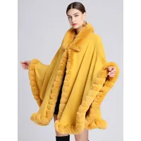 manteau poncho femme cape en fausse fourrure vêtements d&#39;extérieur d&#39;hiver 2024