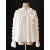chemise rococo style lolita blouses top blanc manches longues