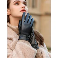 gants pour femme en cuir nœud