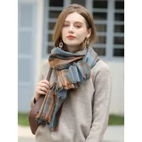 écharpe pour femme attrayante frange à carreaux hiver chaud longues écharpes