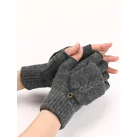 gants mitaines pour femme boutons gants chauds tricotés d'hiver sans doigts