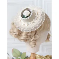 chapeau lolita style rococo accessoire volants rose blanc ecru accessoires lolita