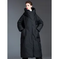 doudoune femme long manteau noir en duvet de canard hiver chaud veste