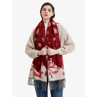 écharpe pour femmes mode noël motif frange hiver chaud accessoire