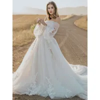 robe de mariée princesse 2024 a-ligne avec train chérie cou sans manches dentelle robes de mariée personnalisation gratuite