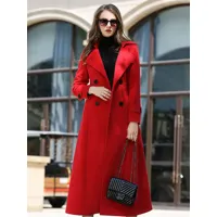 manteau pour femme col rabattu décontracté veste d'hiver rouge boutons