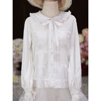 sweet lolita blouses blanc manches longues dentelle volants top lolita chemise lolita