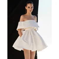 robes de soirée courtes robe courte semi-formelle blanche à épaules dénudées