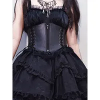 corset accessoires gothique lolita noir lacets polyester