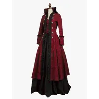 costumes rétro bordeaux volants polyester imprimé fleuri marie antoinette costume robe tunique rétro femme costume 18ème siècle