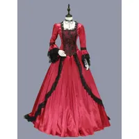 rouge rétro costumes femmes marie antoinette costume dentelle volants polyester tunique robe rétro fête robe de bal