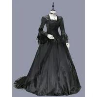 costumes rétro noirs femmes volants dentelle polyester tunique marie antoinette costume robe gothique mascarade robe de bal