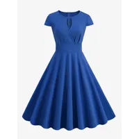 robe vintage des années 1950 col rond manches courtes robe trapèze