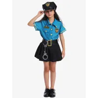 costumes police halloween pour enfants ensemble bleu ceinture de robe en polyester fille