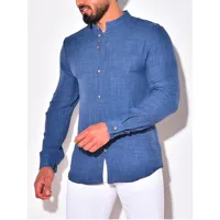chemise décontractée pour hommes col rabattu chemises décontractées pour hommes bleus