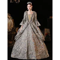 gris rétro costumes femmes robe style vintage européen marie antoinette costume robe de bal robe de soirée médiévale