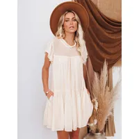 robes droites beige col rond robe simple moderne pour adultes