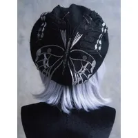 chapeau lolita steampunk accessoire noir motif papillon lolita polyester