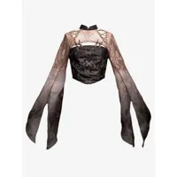 corset lolita femme dentelle chocolat motif papillon polyester