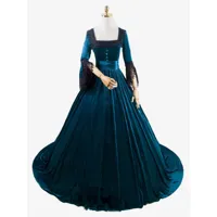 costumes rétro bleu profond dentelle polyester marie antoinette costume robe tunique rétro femme vêtements vintage