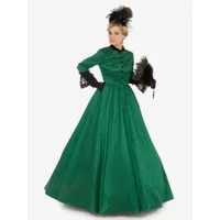 robe vintage costumes rétro verts robe tunique dentelle femme royal marie antoinette 18ème siècle déguisement médiéval