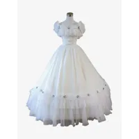 robe vintage costumes rétro blancs robe à volants tunique rétro femme marie antoinette 18ème siècle déguisement médiéval