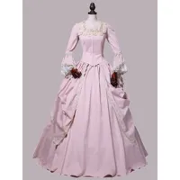 déguisement médiéval rétro roses volants jupe en polyester costume marie antoinette femme ensemble rétro robe de bal de fête