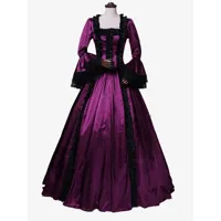 déguisement médiéval rétro violets dentelle polyester robe tunique rétro femme marie antoinette costume mascarade robe de bal
