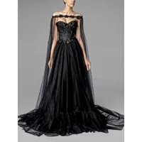 robes de mariée noires a-ligne sans manches en dentelle avec train robe de mariée personnalisation gratuite