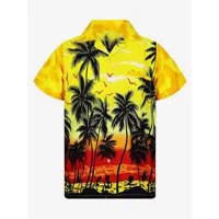 chemise décontractée pour homme chic imprimé jaune vacances
