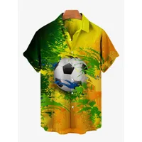 chemise décontractée vacances confortable imprimée jaune chemises hommes