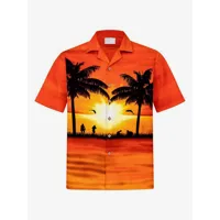chemise décontractée homme chic imprimé orange rouge chemises vacances