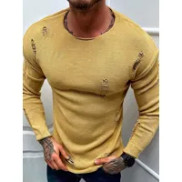 pulls homme cardigan maille col rond hiver jaune