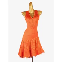 robes de danse latine orange femmes robe frange danseuse latine costume de danse