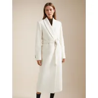 manteau d'hiver femme col rabattu ceinture blanc classique