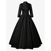 robes gothiques lolita volants noir manches longues robe longue op