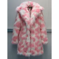 manteaux en fausse fourrure manches longues décontracté col rabattu veste d'hiver rose