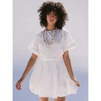 robe d&#39;été mini robes pêche bijou cou plissé robe de plage en polyester