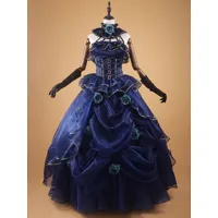 robe vintage opéra costume rétro bleu marine foncé robe de bal à volants vintage halloween