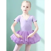 robe de ballet lilas femme enfant danseuse découpée volants oeuvre plissée mélange de coton robe tunique vêtements de performance costume de danse