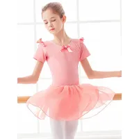 robe de ballet rose ballerine enfants arcs plissés dos nu robe tunique vêtements de danse fille costume de danse