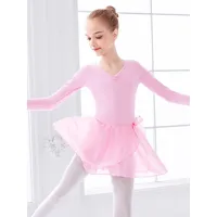 robe de ballet rose danseuse enfants arcs plissés œuvre d'art plissée en mélange de coton robe tunique vêtements de performance fille costume de danse