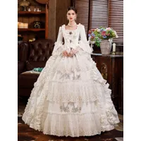 robe vintage opéra costumes rétro blanche pour femme costume de marie-antoinette robe de soirée de style européen