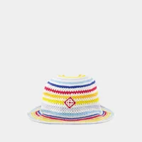 chapeau en crochet mini striped logo - casablanca - coton - multi