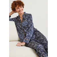 pyjama col tailleur imprimé en satin, oeko-tex