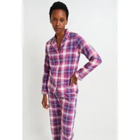 pyjama col tailleur à carreaux en flanelle contenant du coton bio